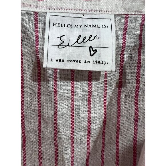 NEW FRANK & EILEEN EILEEN RELAXED BUTTON-UP SHIRT IN PINK STRIPE LINEN - Picture 6 of 10